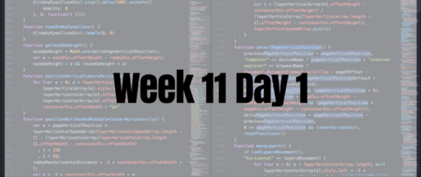 Week 11 Day 1 – 1400 Lines of Code